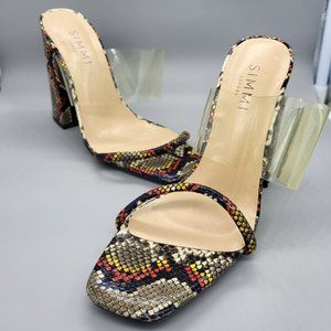 Simmi Snake Print Block Heel Sandals